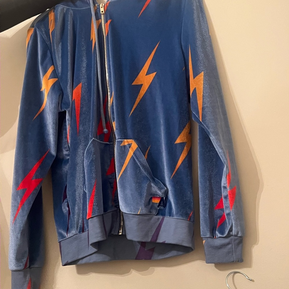 Aviator Nation Blue and Red Lightning Bolt Zip Up sweatshirt!